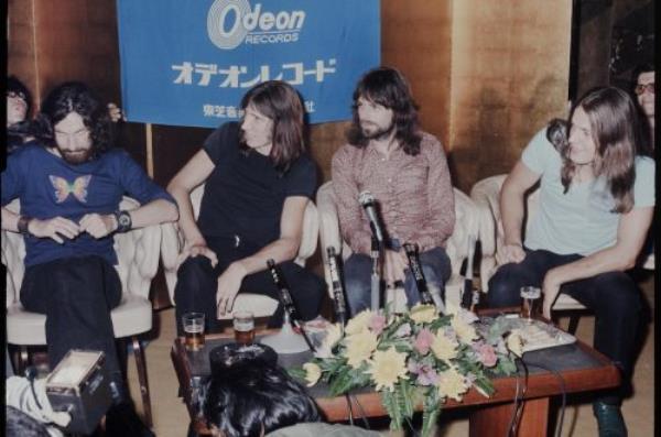 Pink Floyd at a press co<em></em>nference in Tokyo in 1971